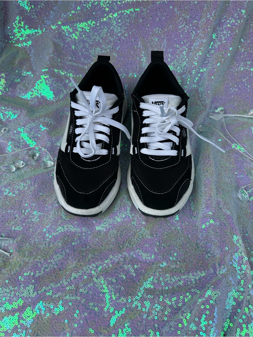 Vans Black and White Retro Runner Sneakers
